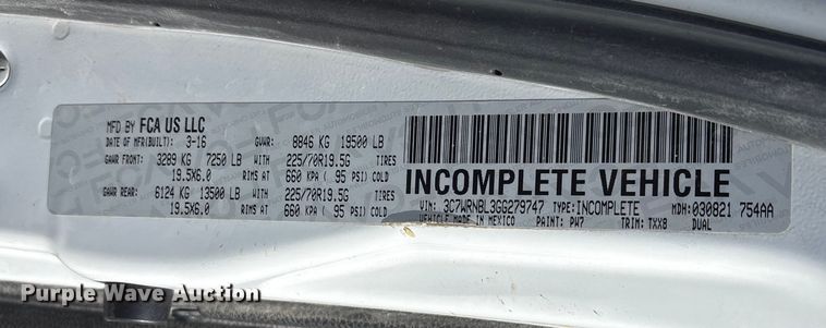 image for item FG2698 2016 RAM 5500HD bucket truck