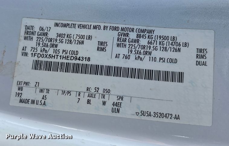 image for item FG2699 2017 Ford F550 Super Duty XL bucket truck