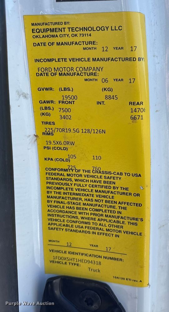 image for item FG2699 2017 Ford F550 Super Duty XL bucket truck