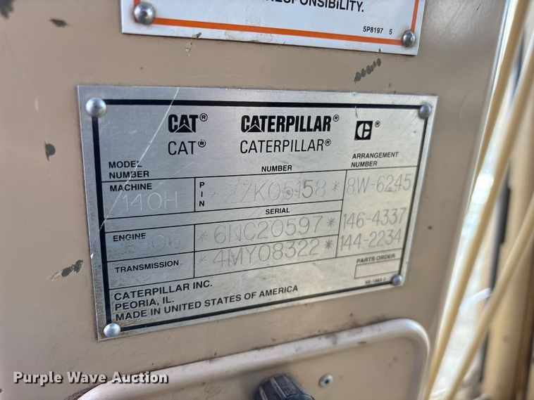 image for item FG2707 2000 Caterpillar 140H motor grader