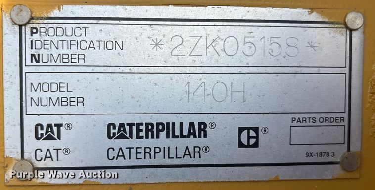 image for item FG2707 2000 Caterpillar 140H motor grader