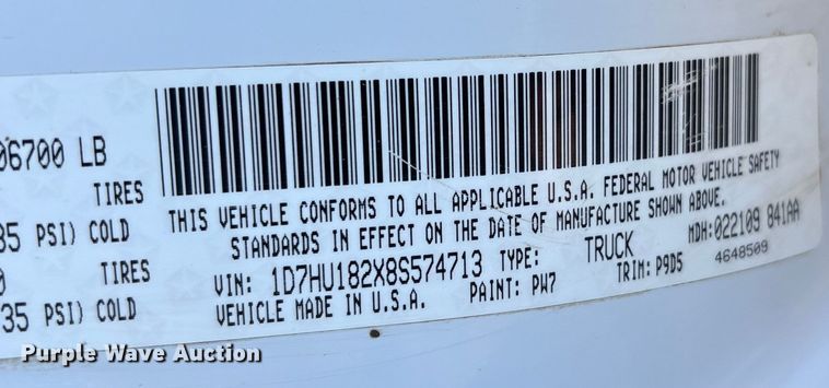 image for item FG2708 2008 Dodge Ram 1500 Ext. Cab pickup truck