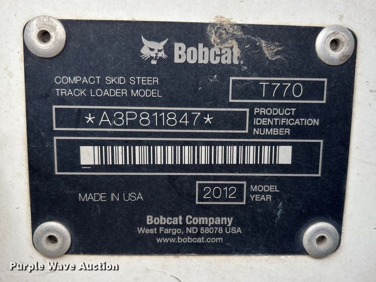 image for item FG2725 2012 Bobcat T770 tracked skid steer loader