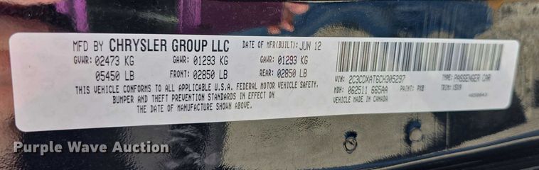 image for item FI0781 2012 Dodge Charger Police 