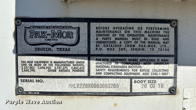 image for item FI0863 2009 Freightliner Business Class M2 refuse truck