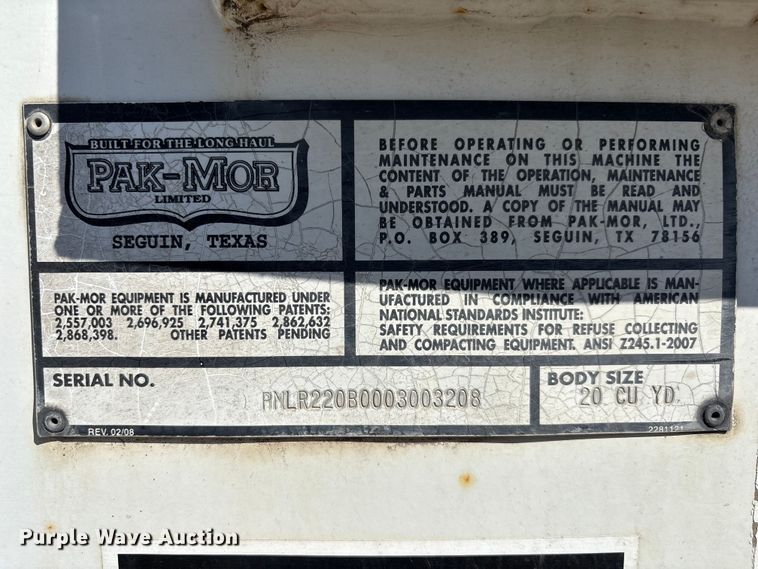 image for item FI0863 2009 Freightliner Business Class M2 refuse truck