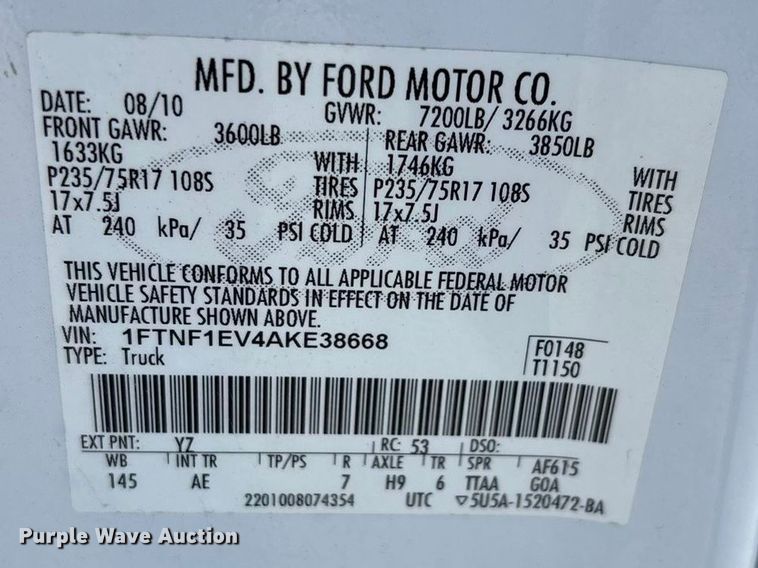 image for item FI0866 2010 Ford F150 pickup truck