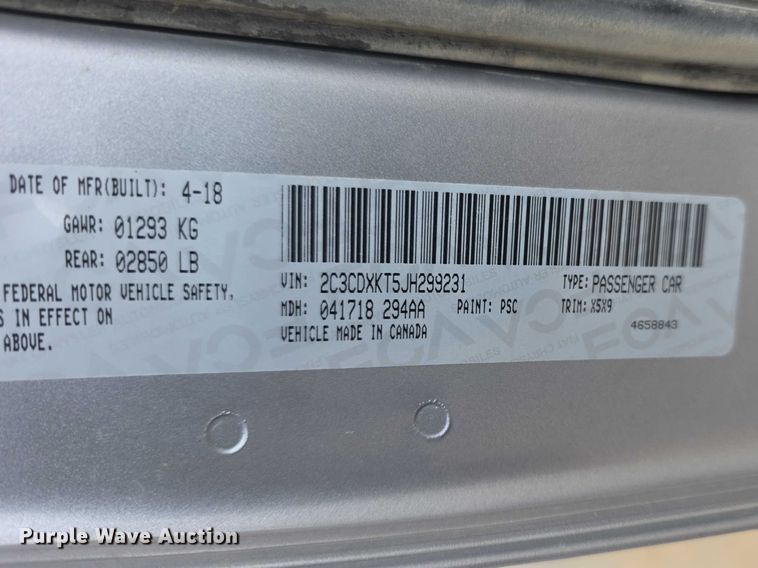 image for item FI0919 2018 Dodge Charger Police 