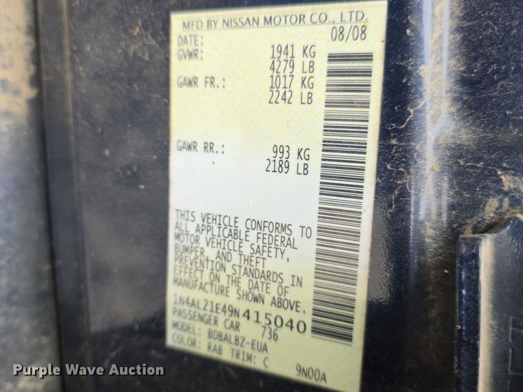 image for item FI0920 2009 Nissan Altima 