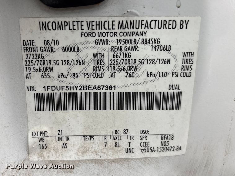 image for item FK1239 2011 Ford F550 Super Duty XL utility / service truck