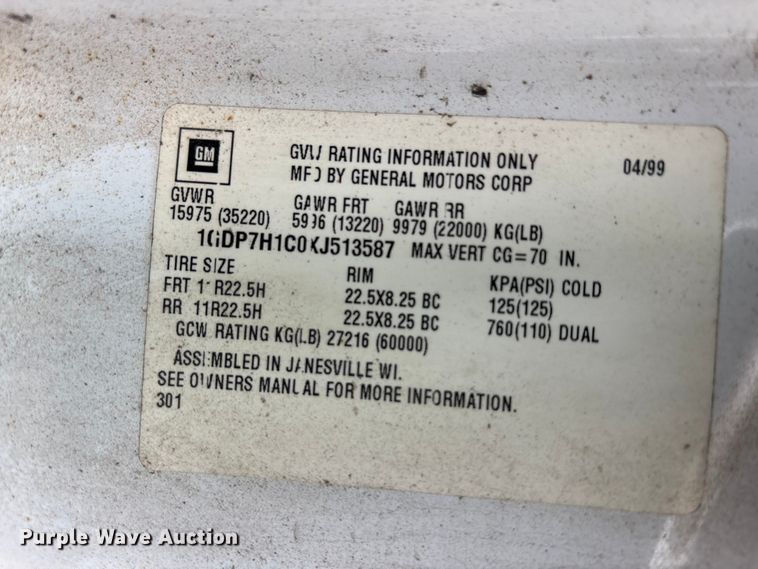 image for item FK1242 1999 GMC C8500 dump truck