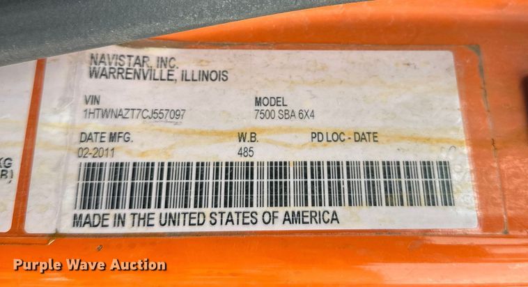 image for item FK1580 2012 International SF637 dump truck