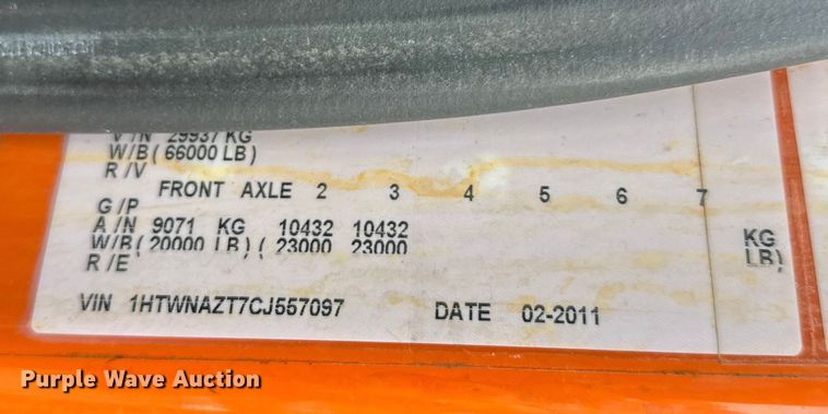 image for item FK1580 2012 International SF637 dump truck