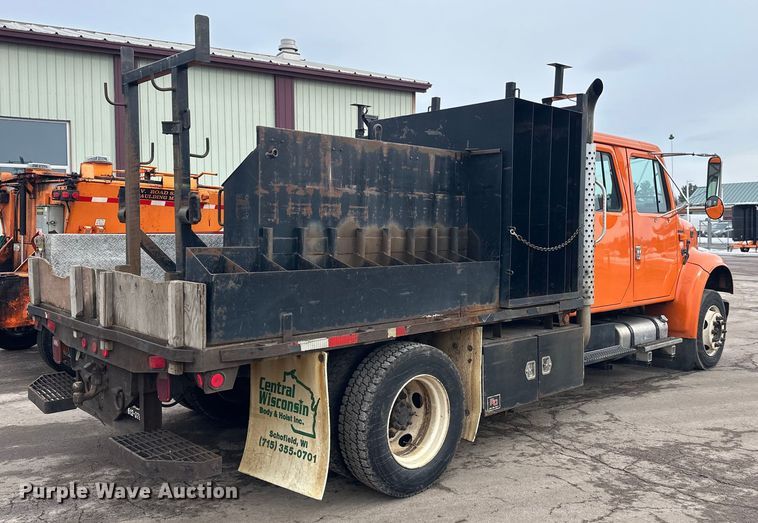 image for item FK1581 2002 International 4700 Low Profile Crew Cab flatbed truck