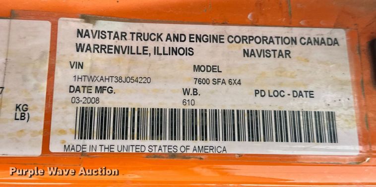 image for item FK1582 2008 International 7600 dump truck