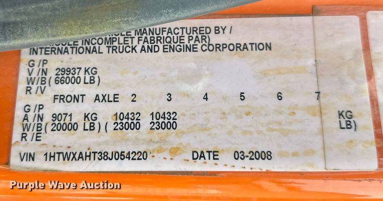 image for item FK1582 2008 International 7600 dump truck