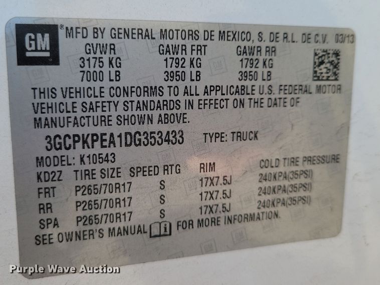 image for item NK9761 2013 Chevrolet Silverado 1500 Crew Cab pickup truck