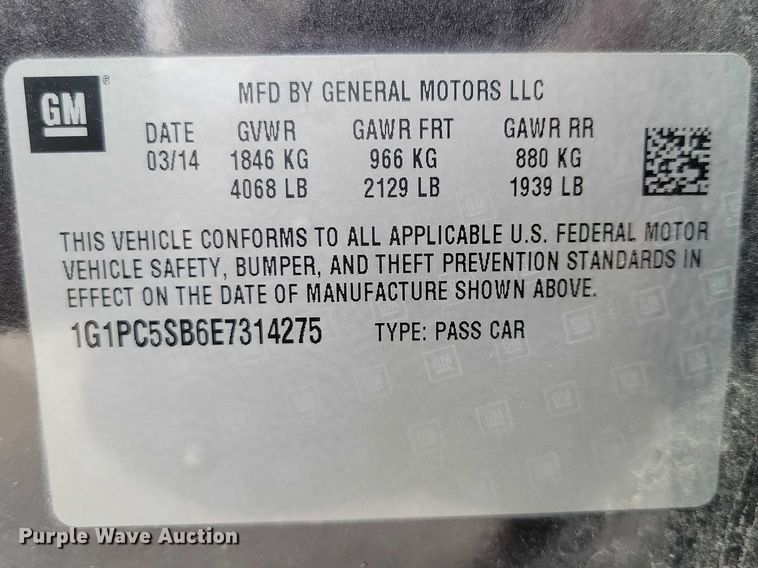 image for item NK9824 2014 Chevrolet Cruze 