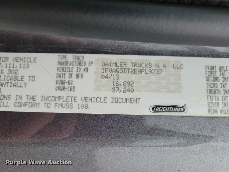 image for item NK9854 2014 Freightliner 108SD dump truck