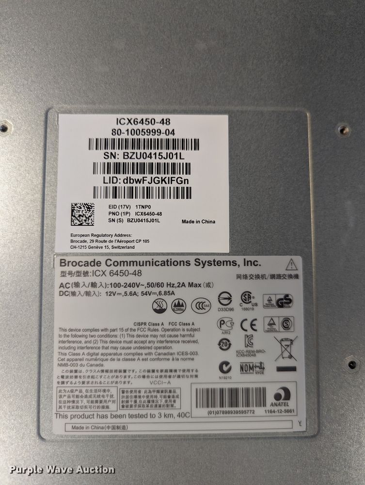 image for item NK9856 Brocade ethernet switches