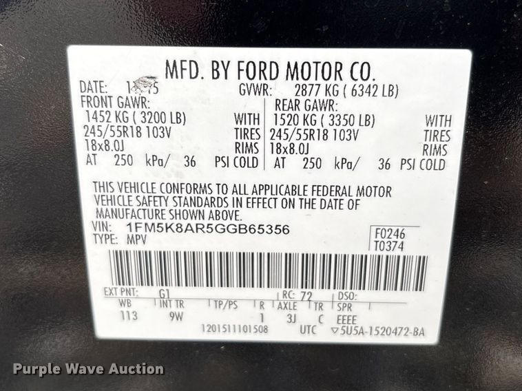 image for item YA2479 2016 Ford Explorer Police Interceptor SUV