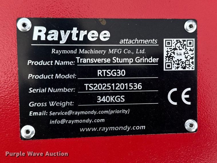 image for item DZ4378 2025 Raytree RTSG30 skid steer stump grinder