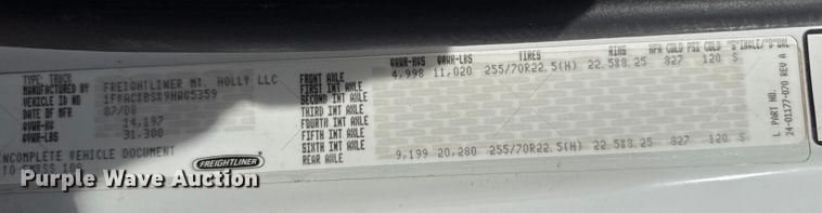 image for item DZ5029 2009 Freightliner Business Class M2 Crew Cab utility / service truck