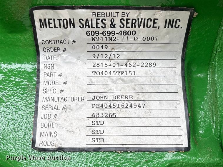 image for item EI5697 John Deere 4045TF151 irrigation engine