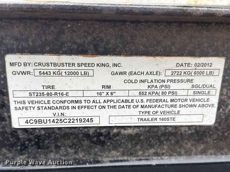 image for item ET1650 2012 Crustbuster Speed King Inc. 160 G 90909300 seed tender