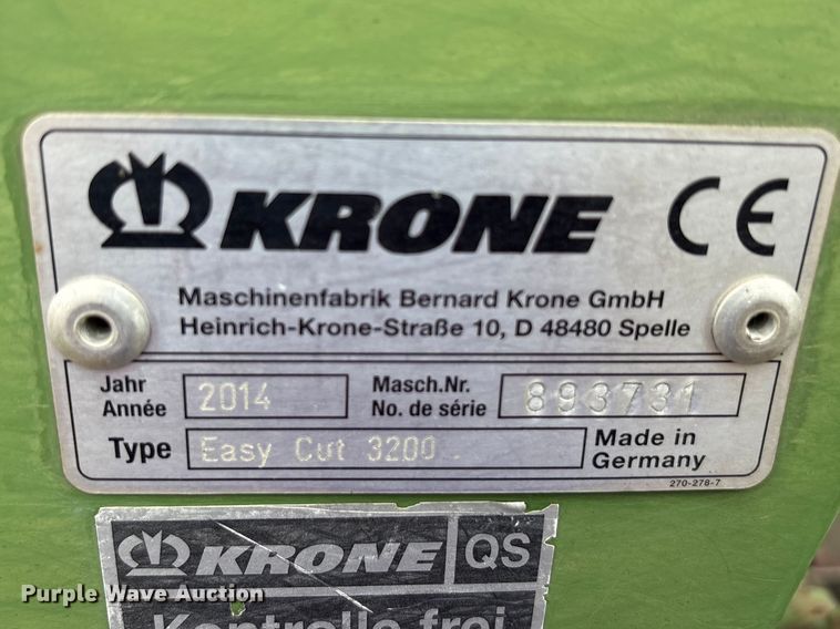 image for item EU0333 2014 Krone Easy cut 3200 disc mower
