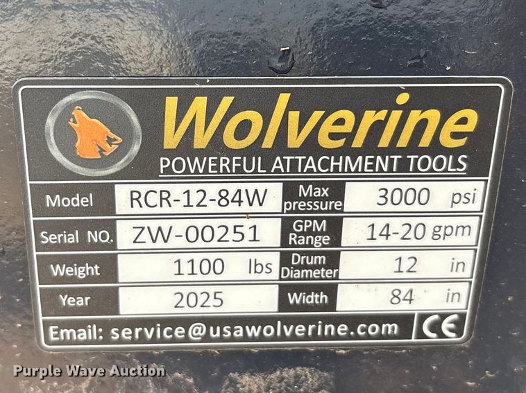 image for item EU4965 2025 Wolverine RCR-12-84W skid steer rock rake