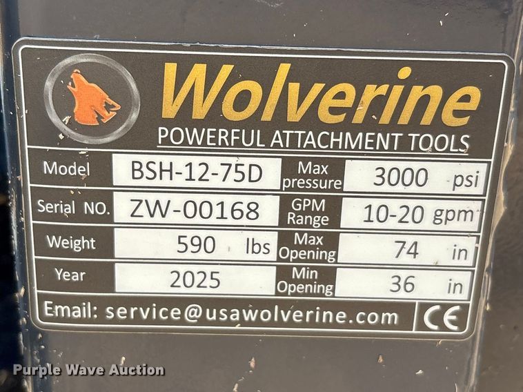image for item EU4975 2025 Wolverine BSH-12-75D skid steer bale grabber