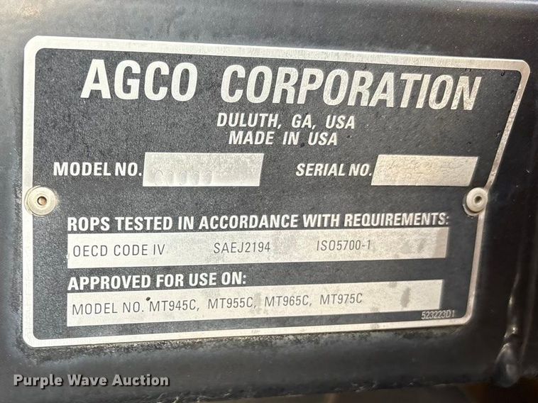 image for item EU4986 2013 Challenger MT965C 4WD tractor