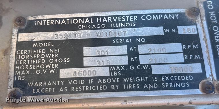 image for item FB0899 1967 International CO4000 grain truck