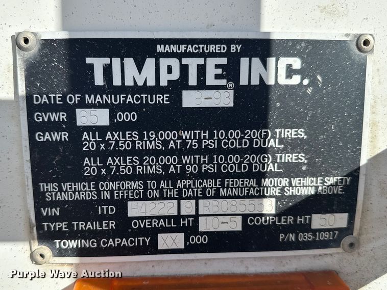 image for item FB0905 1994 Timpte grain trailer