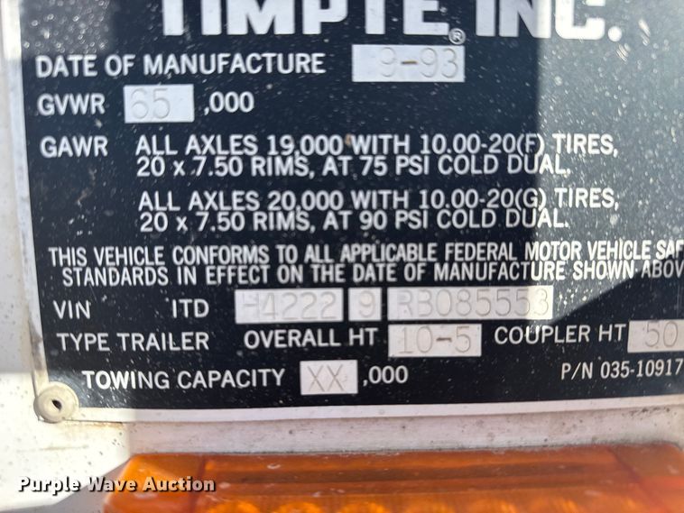 image for item FB0905 1994 Timpte grain trailer