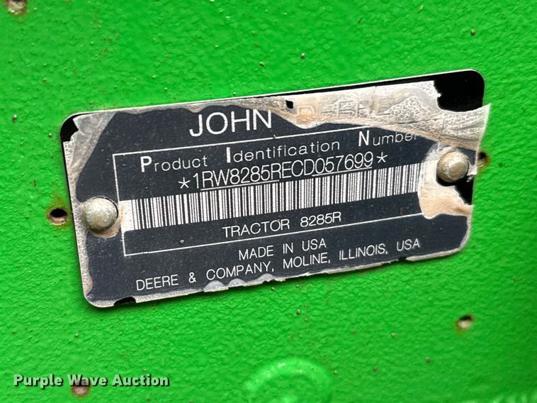image for item FB6966 2012 John Deere 8285R MFWD tractor