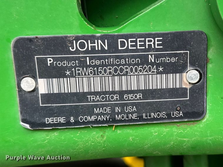 image for item FB6972 2012 John Deere 6150R MFWD tractor