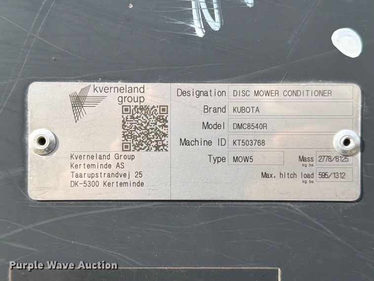 image for item FB8008 Kubota DMC8540R disc mower