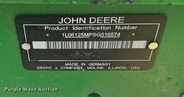 image for item YA2086 2025 John Deere 6M 125 MFWD tractor