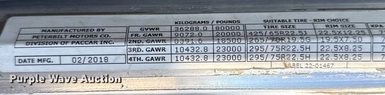 image for item DQ4338 2019 Peterbilt 389 semi truck