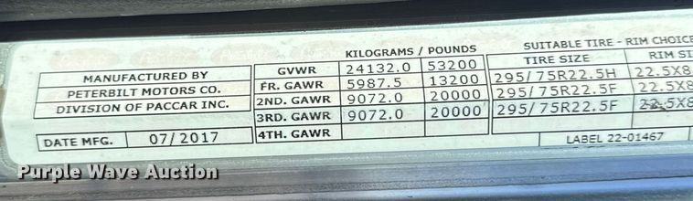 image for item DQ4341 2018 Peterbilt 389 semi truck