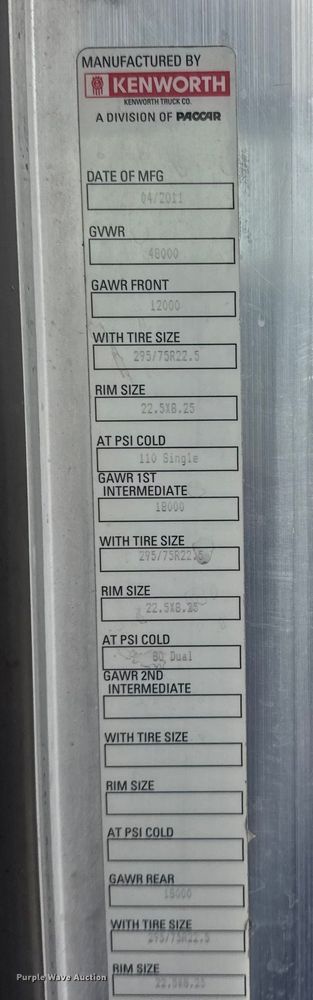 image for item DQ4346 2012 Kenworth T800 semi truck