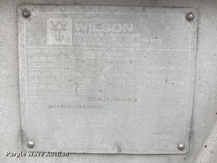 image for item DT0037 2003 Wilson Pacesetter grain trailer