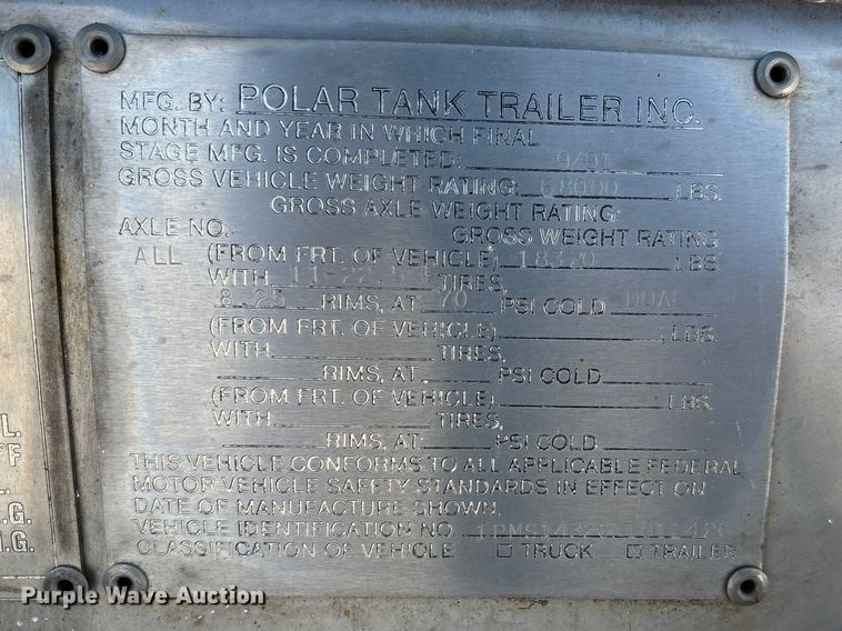 image for item DT0040 1992 Polar tank trailer