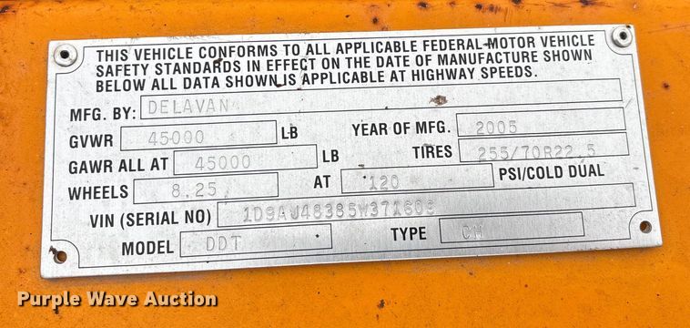 image for item DW7319 2005 Delavan Industries DDT car carrier