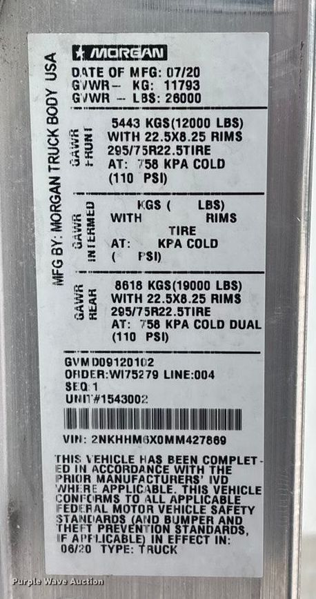 image for item EA4447 2021 Kenworth T270 box truck