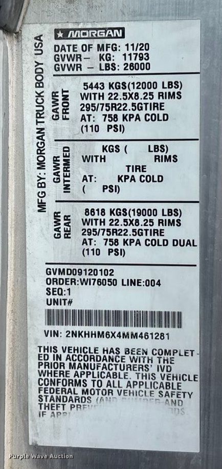 image for item EA4450 2021 Kenworth T270 box truck