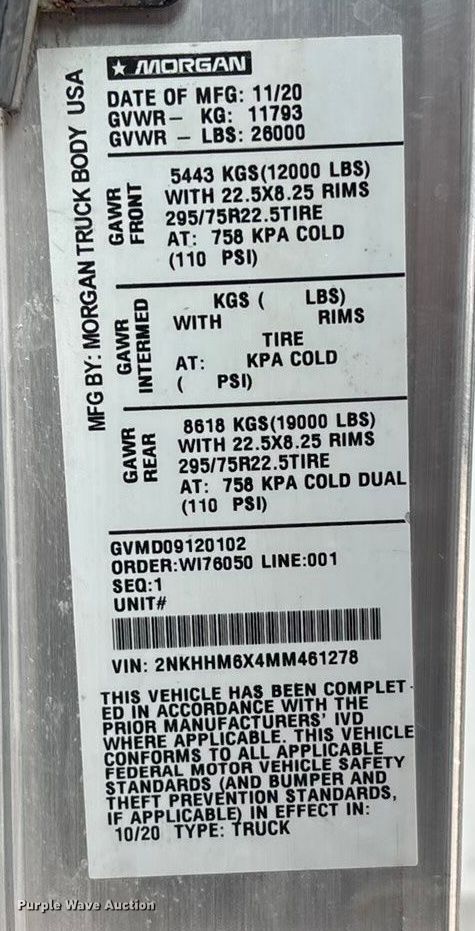 image for item EA4453 2021 Kenworth T270 box truck