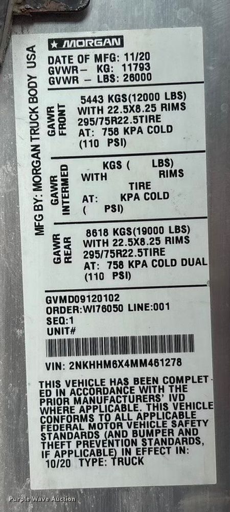 image for item EA4453 2021 Kenworth T270 box truck